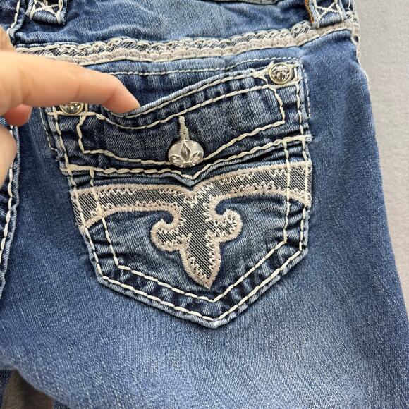 Rock Revival Jeans Women's 27 (4) Blue Hana Skinny Embellished Preppy Western - Picture 5 of 16